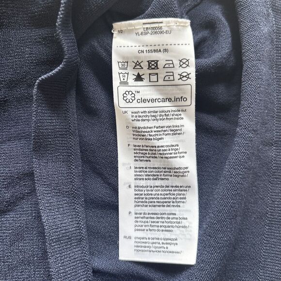 Vintage Esprit Long Sleeved Blue Viscose Top With Button Sleeve Detail Small - Picture 10 of 12